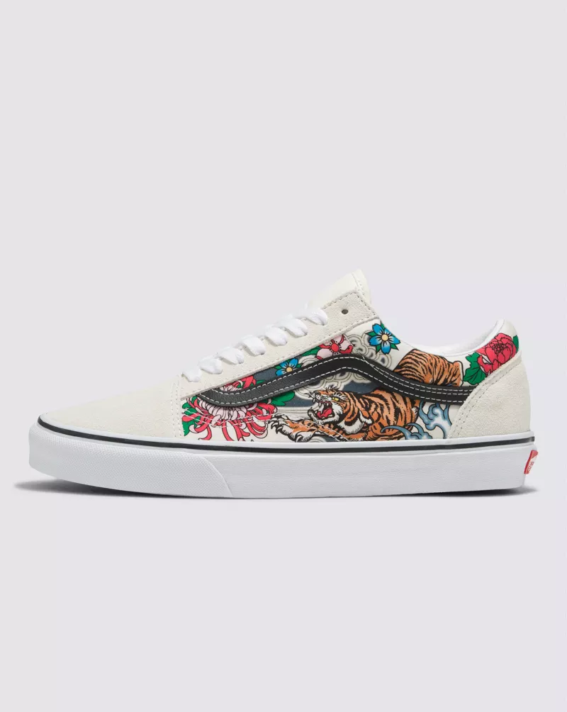 Vans Old Skool Tiger Floral Shoes Multicolor Unisex White VN0005UF6GL