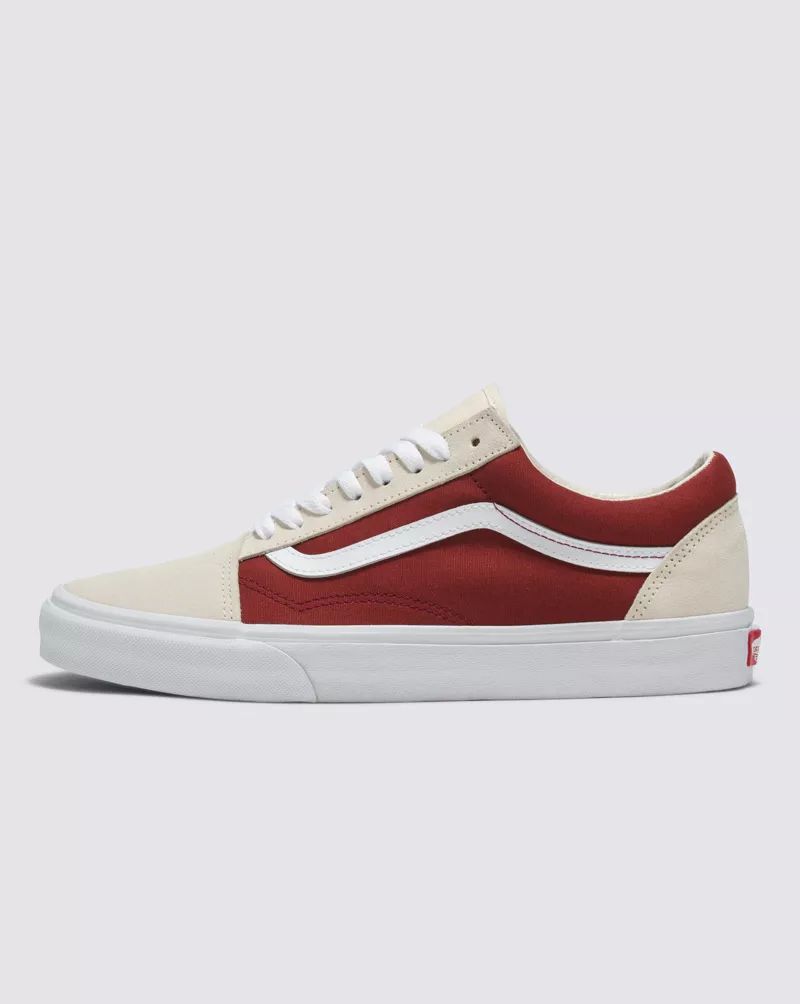 Vans Old Skool Canvas Suede Shoes Unisex Beige Red VN0007NTZHG