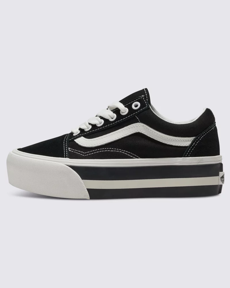 Vans Old Skool Stackform Shoes Smarten Up Women Black White VN0009PZBZW