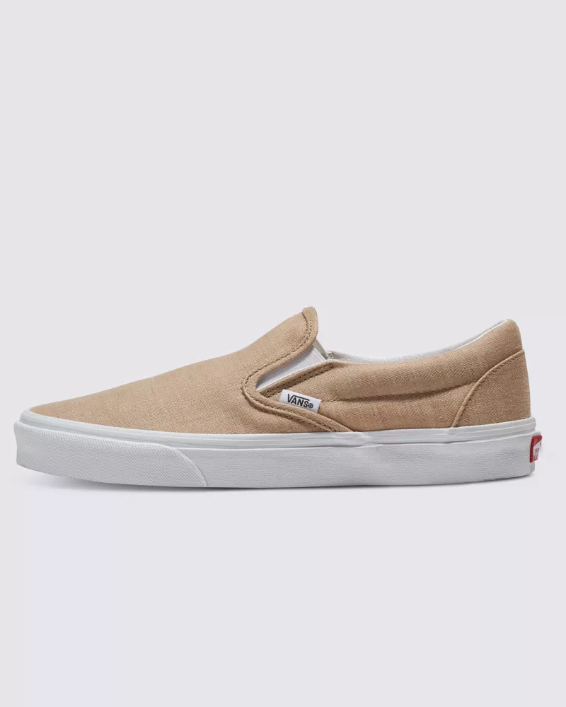 Vans Classic Slip On Summer Linen Shoes Unisex Khaki VN0009Q74MG