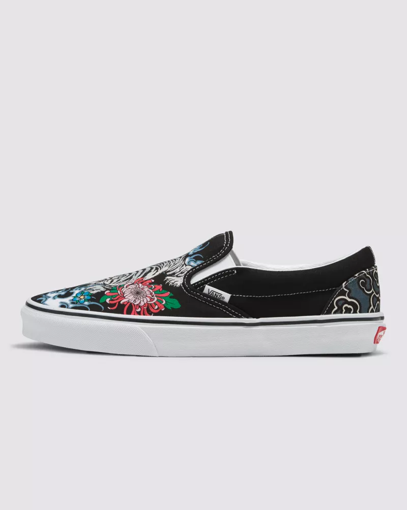 Vans Classic Slip On Tiger Floral Shoes Unisex Black Multicolor VN0009Q76GL