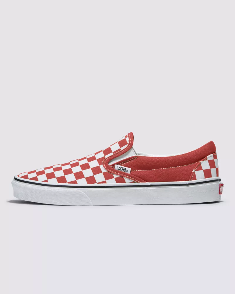 Vans Classic Slip On Checkerboard Shoes Unisex Red White VN000BVZ49X