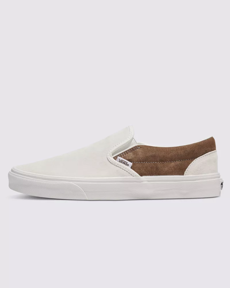 Vans Classic Slip On Pig Suede Shoes Unisex White Brown VN000BVZCH7