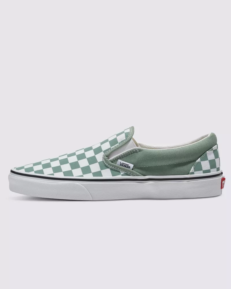 Vans Classic Slip On Checkerboard Shoes Unisex Light Green VN000BVZCJL