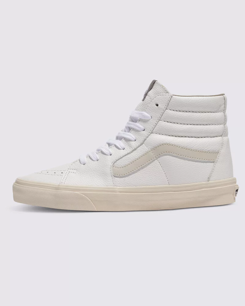 Vans Sk8 Hi Premium Leather Shoes Unisex White Beige VN000BW7M0J