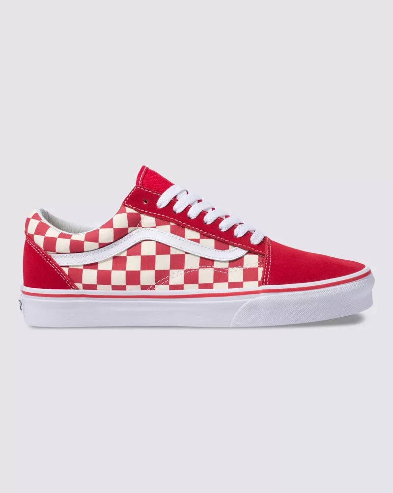 Vans Primary Check Old Skool Shoes Unisex Red White VN0A38G1P0T