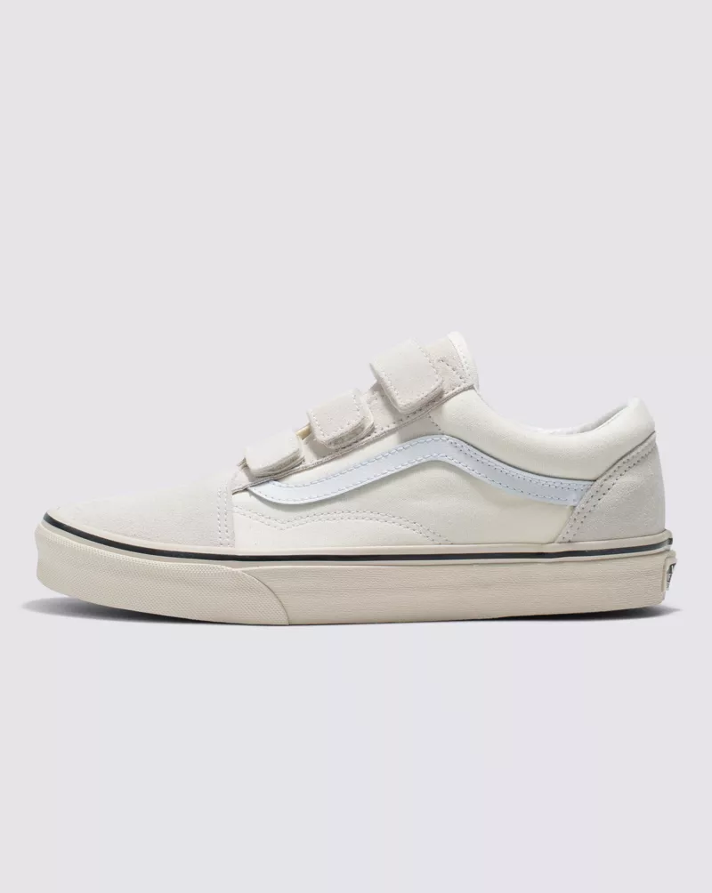 Vans Old Skool V Suede Canvas Shoes Velcro Unisex White VN0A3D29R2S