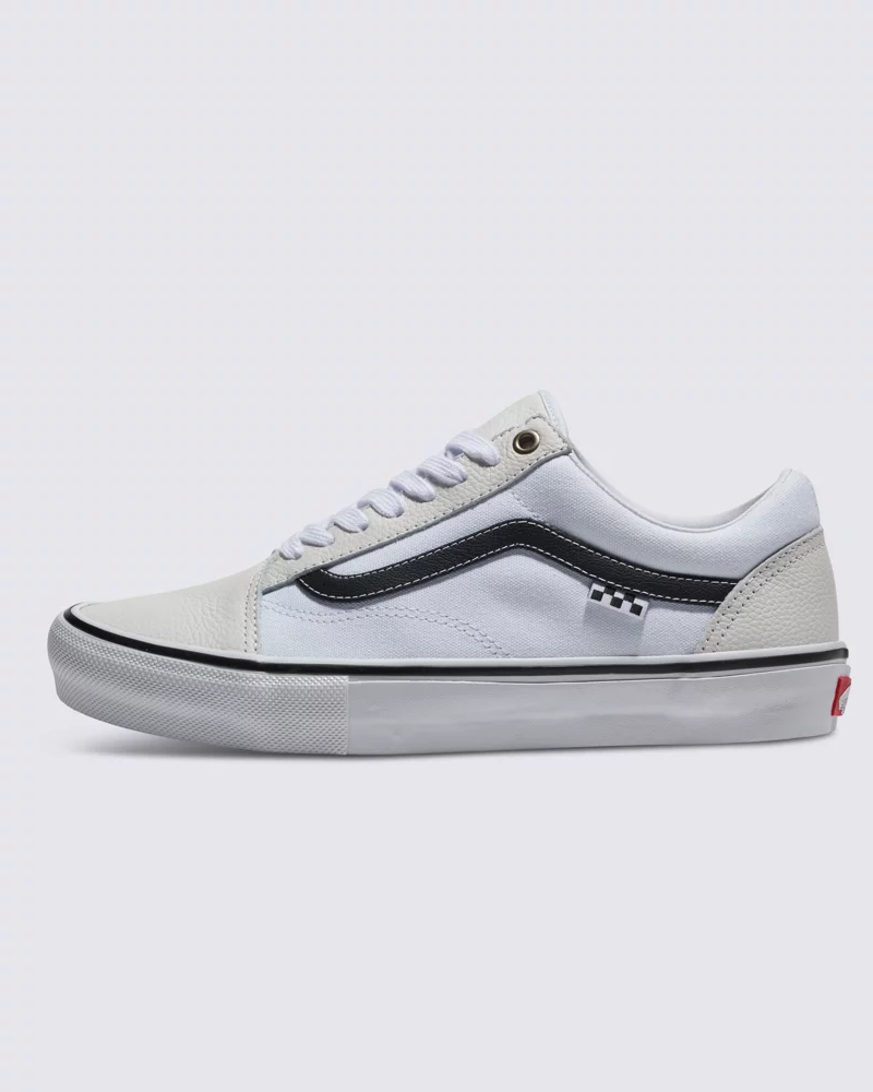 Vans Skate Old Skool Leather Shoes Unisex White Black VN0A5FCBWWW