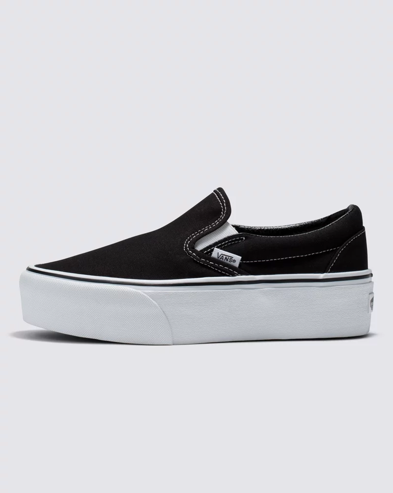 Vans Classic Slip On Stackform Shoes Women Black White VN0A7Q5RBMX